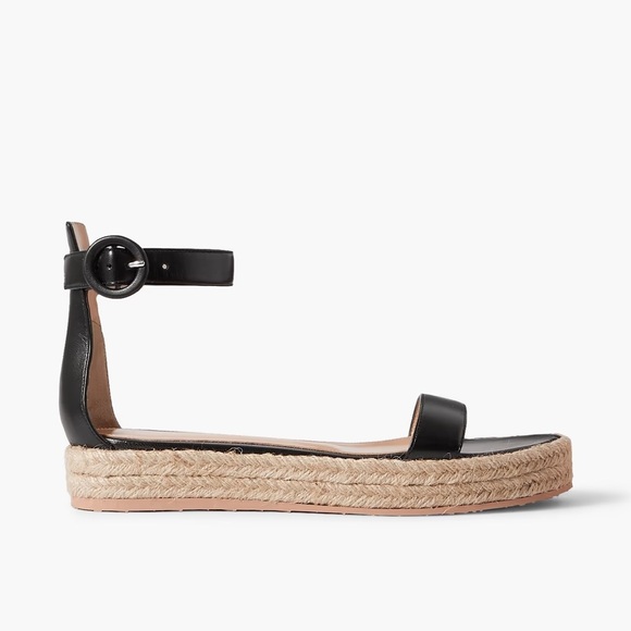 Gianvito Rossi Shoes - $725~GIANVITO ROSSI~Black Portofino 25 Jute Platform Espadrille Sandals~6/6.5/36